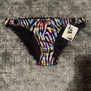 Victoria’s Secret Swim Bikini Bottoms Rainbow Metallic Iridescent Zebra Sz S NWT